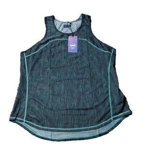 $58 NEW Janji Helio Tech Tank Top Womens L Large Sea Striped Blue Green Run Gym